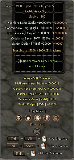 Gear Score'lu eşya bilgisi